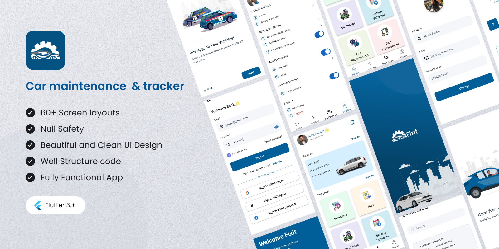 Car Management, Maintenance & Service Tracker Flutter App - Buy Android ...