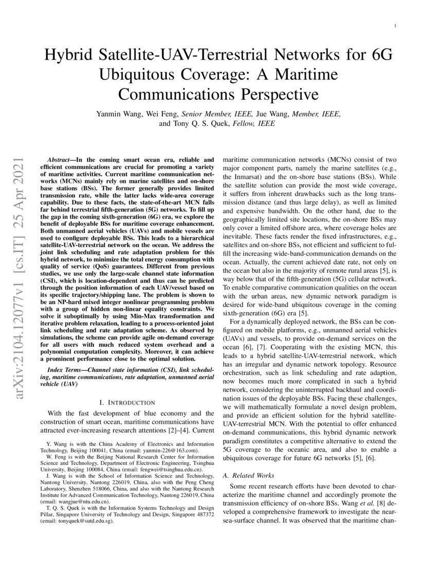 Hybrid Satellite-UAV-Terrestrial Networks for 6G Ubiquitous Coverage: A ...
